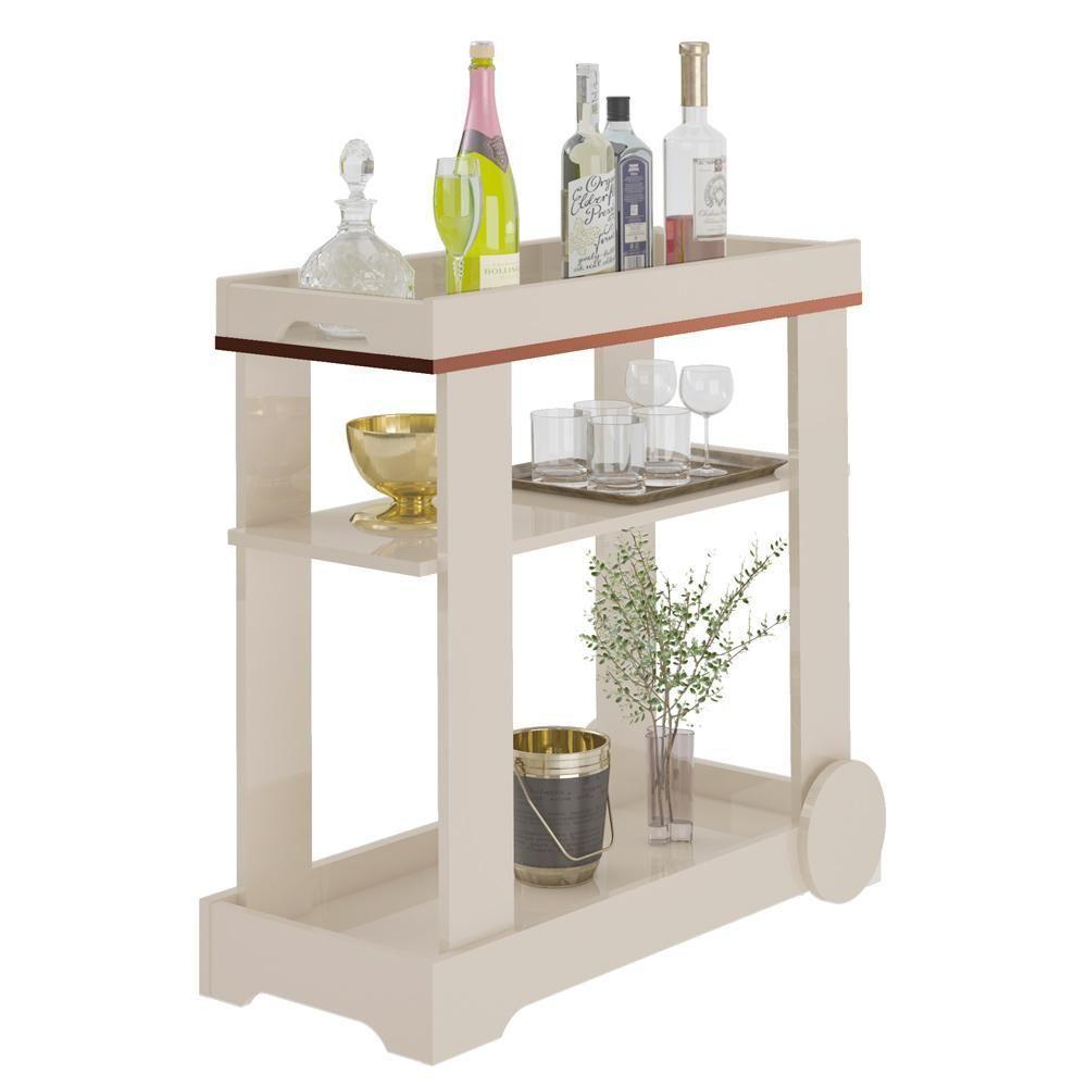 Carrinho Bar Com Rodizios 80 Cm 4627 Off White Arly - 5