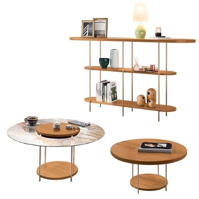 Conjunto Decorativo Aparador E 2 Mesas De Centro Walker Tampo Mdf/vidro Cinamomo G26 - Gran Belo