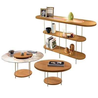 Kit Aparador para Sala Friesen Contemporâneo em MDF 135cm Amadeirado com 02 Mesas de Centro