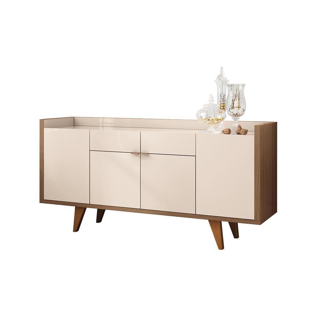 Buffet Balcão Decorativo Albâni Sala De Jantar Pés Madeira Mdp/mdf Off White/castanho G26 - Gran Belo - 2