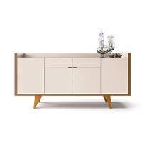 Buffet Balcão Decorativo Albâni Sala De Jantar Pés Madeira Mdp/mdf Off White/castanho G26 - Gran Belo - 3
