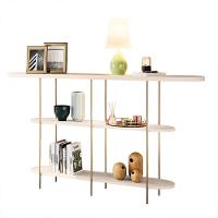 Aparador Decorativo Sala De Estar Walker Pés Em Aço Tampo Vidro Off White G26 - Gran Belo - 2