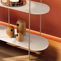 Aparador Decorativo Sala De Estar Walker Pés Em Aço Tampo Vidro Off White G26 - Gran Belo - 7