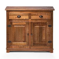 Arca Rústica Decorativa Em Madeira Maciça 2 Portas 2 Gavetas - Natural - Bege - 1