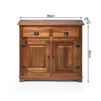 Arca Rústica Decorativa Em Madeira Maciça 2 Portas 2 Gavetas - Natural - Bege - 2