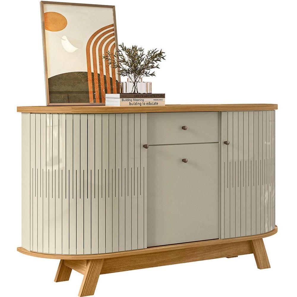 Buffet Aparador 3 Portas E 1 Gaveta 100% Mdp Brianza Cumaru/opala - 1