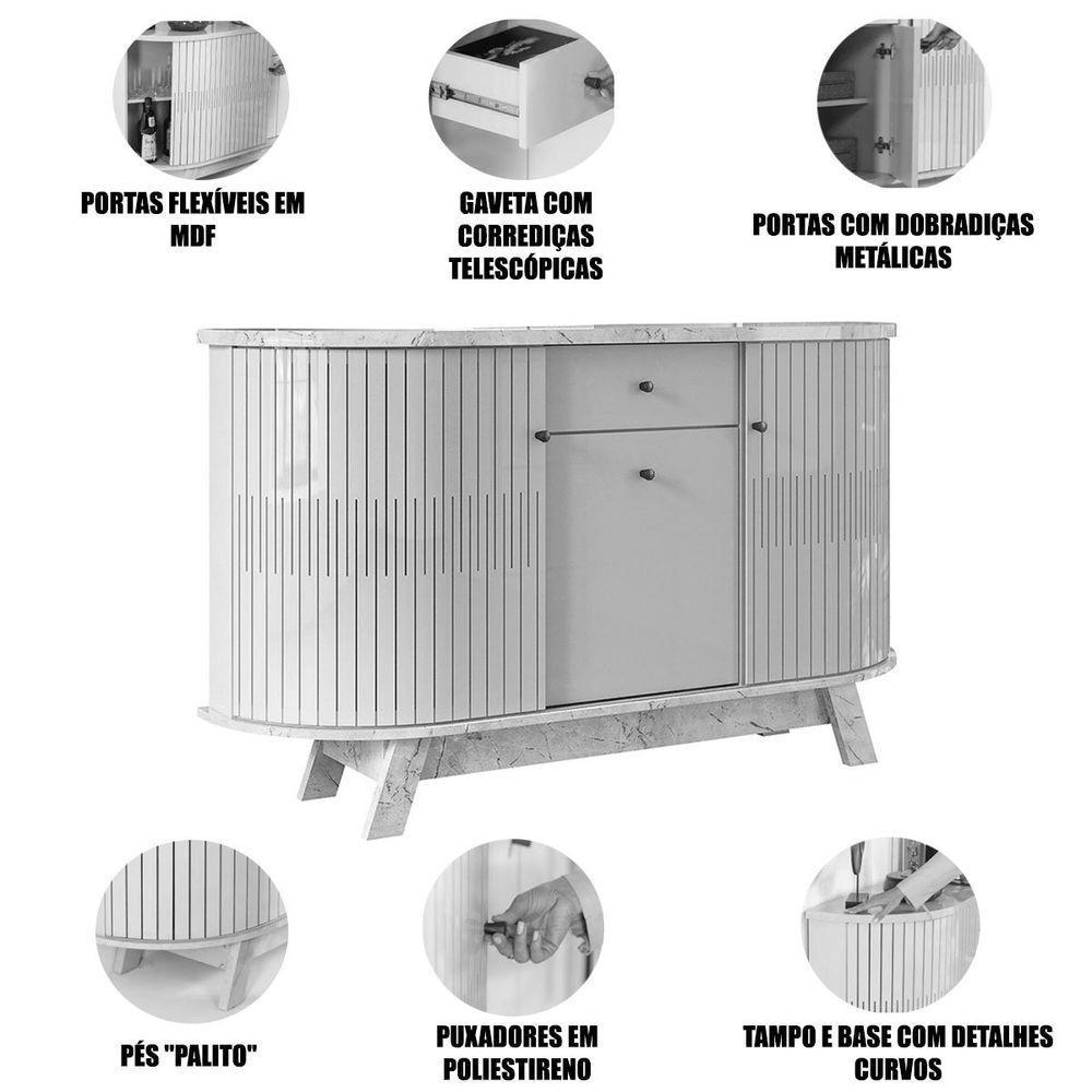 Buffet Aparador 3 Portas E 1 Gaveta 100% Mdp Brianza Cumaru/opala - 3