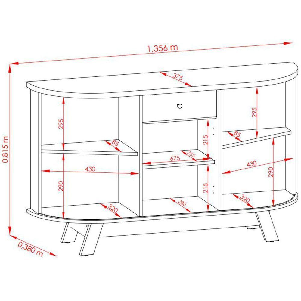Buffet Aparador 3 Portas E 1 Gaveta 100% Mdp Brianza Cumaru/opala - 4