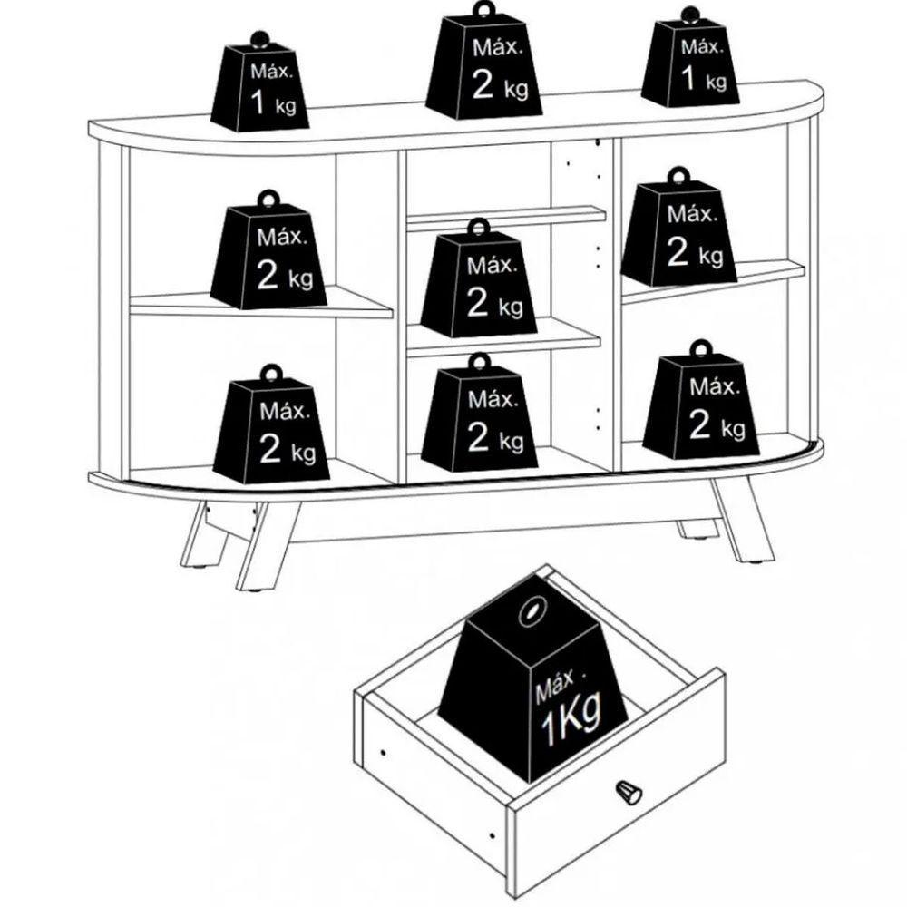 Buffet Aparador 3 Portas E 1 Gaveta 100% Mdp Brianza Cumaru/opala - 5