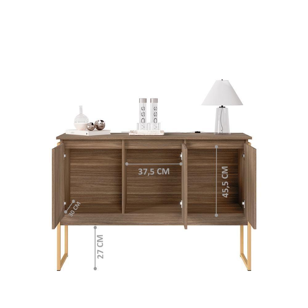 Aparador Buffet Com 3 Portas Bari Affara Dourado - 3