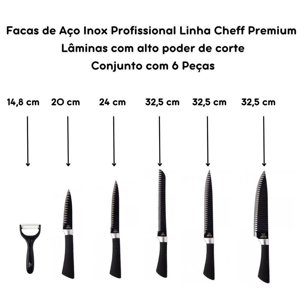 Conjunto De Facas Profissional Aço Inox Chef Premium 6 Peças - 3