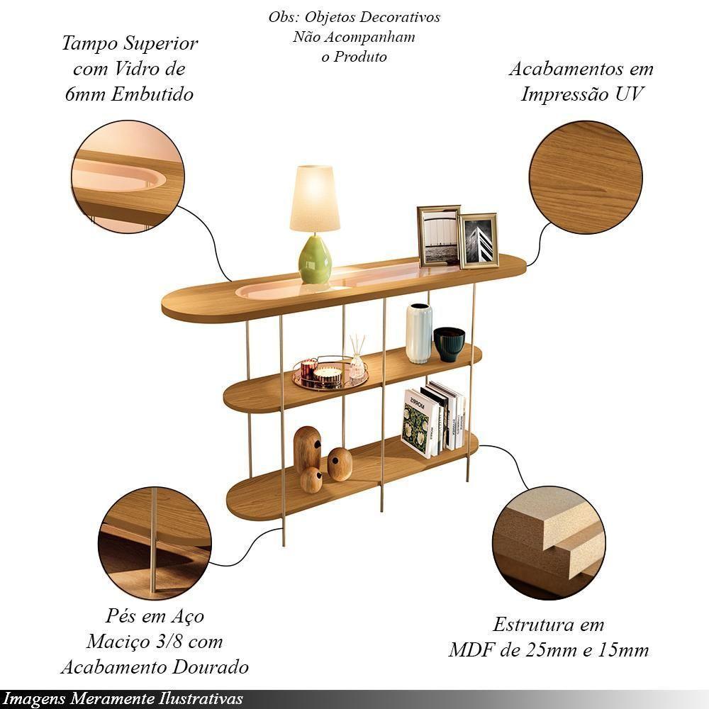 Conjunto Decorativo Aparador E Mesa De Centro Walker Pés De Aço Tampo Mdf Cinamomo G26 - Gran Belo - 3
