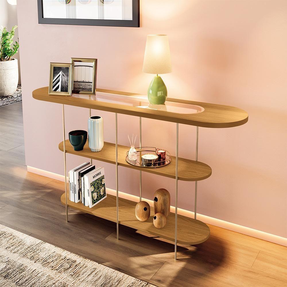 Conjunto Decorativo Aparador E Mesa De Centro Walker Pés De Aço Tampo Mdf Cinamomo G26 - Gran Belo - 6