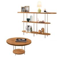 Conjunto Decorativo Aparador E Mesa De Centro Walker Pés De Aço Tampo Mdf Cinamomo G26 - Gran Belo - 1