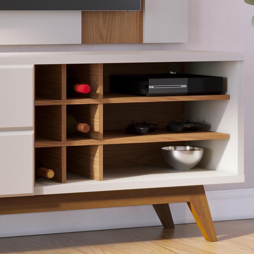 Rack Para Sala Makai Com Painel Para Tv 70 Pol Lara C04 Off White Matte Freijó - Lyam Decor - 7