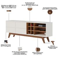 Rack Para Sala Makai Com Painel Para Tv 70 Pol Lara C04 Off White Matte Freijó - Lyam Decor