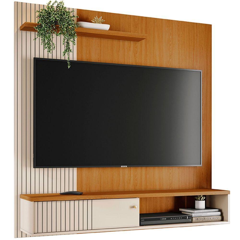 Painel Suspenso Para Tv 65 Polegadas 1 Porta Correr Ariel Cinamomo/off White - 1