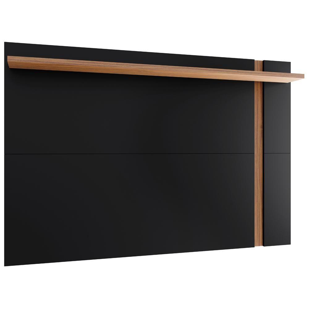 Painel Para Tv 70 Pol Extensível 180cm Lara C04 Preto Fosco Noce Milano - Lyam Decor - 1