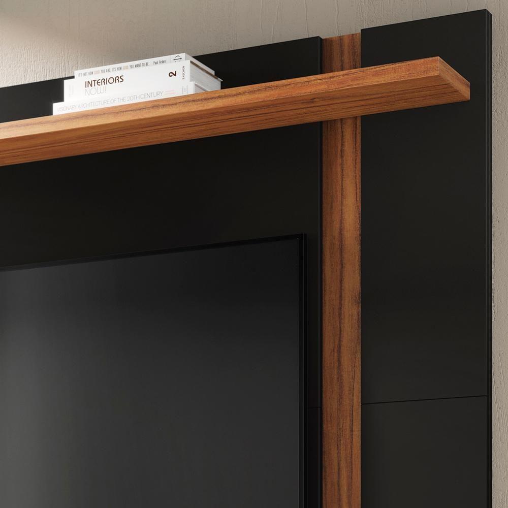 Painel Para Tv 70 Pol Extensível 180cm Lara C04 Preto Fosco Noce Milano - Lyam Decor - 5