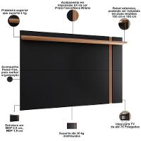 Painel Para Tv 70 Pol Extensível 180cm Lara C04 Preto Fosco Noce Milano - Lyam Decor - 3