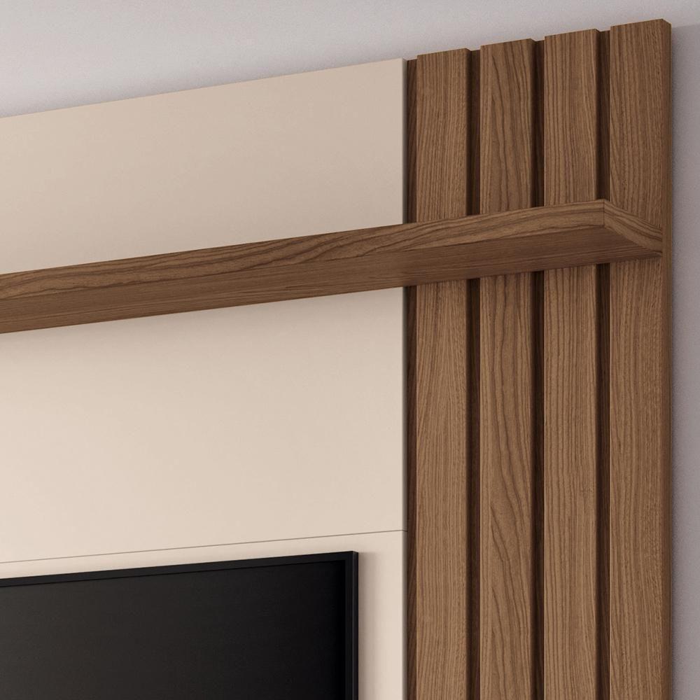 Painel Para Tv 70 Pol Com Bancada Suspensa Soleil B01 Castanho Off White - Lyam Decor - 6