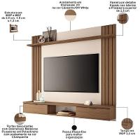 Painel Para Tv 70 Pol Com Bancada Suspensa Soleil B01 Castanho Off White - Lyam Decor - 3