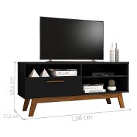 Rack Para Tv Com Porta Riane Preto Fosco