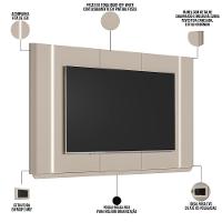 Painel Para Tv 75 Pol Com Led 240cm Elysia L05 Off White Fosco - Lyam Decor