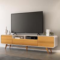 Bancada Europa Pés Em Madeira Para Tv Até 85 Polegadas Off White/cinamomo G26 - Gran Belo - 2