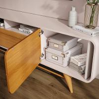 Bancada Europa Pés Em Madeira Para Tv Até 85 Polegadas Off White/cinamomo G26 - Gran Belo - 5