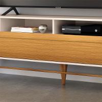 Bancada Europa Pés Em Madeira Para Tv Até 85 Polegadas Off White/cinamomo G26 - Gran Belo - 6