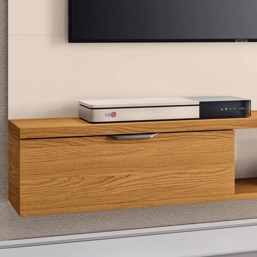 Painel Para Tv 55 Pol Com Bancada Suspensa Lake B01 Cinamomo Off White - Lyam Decor - 3