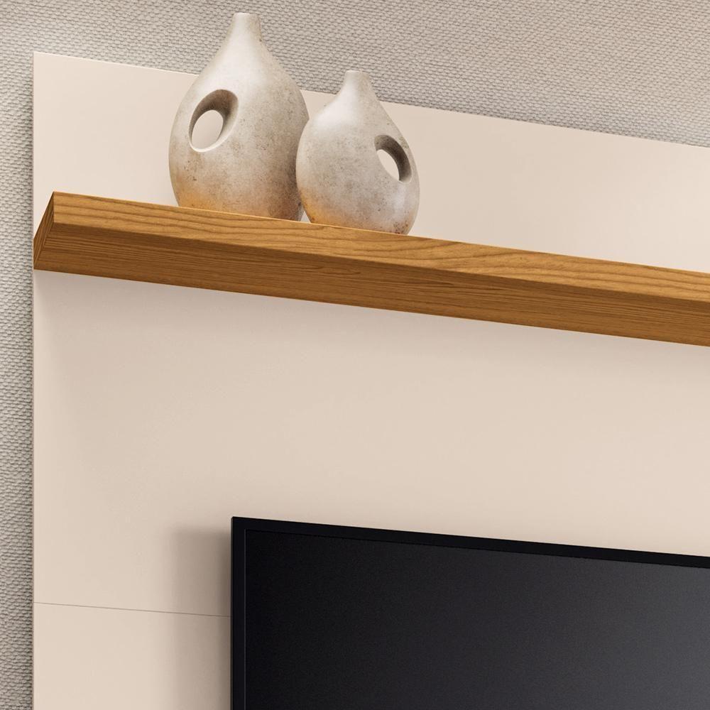 Painel Para Tv 55 Pol Com Bancada Suspensa Lake B01 Cinamomo Off White - Lyam Decor - 4