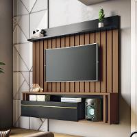 Painel Suspenso Decorativo Stesso Ripado Para Tv Até 55 Polegadas Castanho/preto G26 - Gran Belo - 1