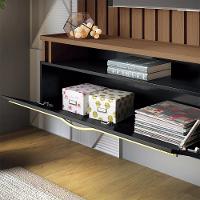 Painel Suspenso Decorativo Stesso Ripado Para Tv Até 55 Polegadas Castanho/preto G26 - Gran Belo