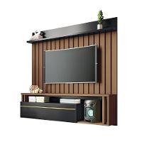 Painel Suspenso Decorativo Stesso Ripado Para Tv Até 55 Polegadas Castanho/preto G26 - Gran Belo - 5