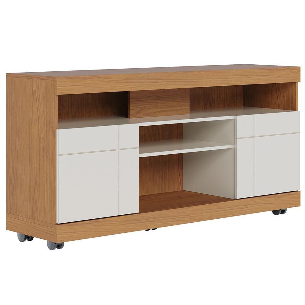 Rack Para Sala De Estar Tv 47 Pol Com Rodízios Raya C04 Freijó Off White - Lyam Decor - 1