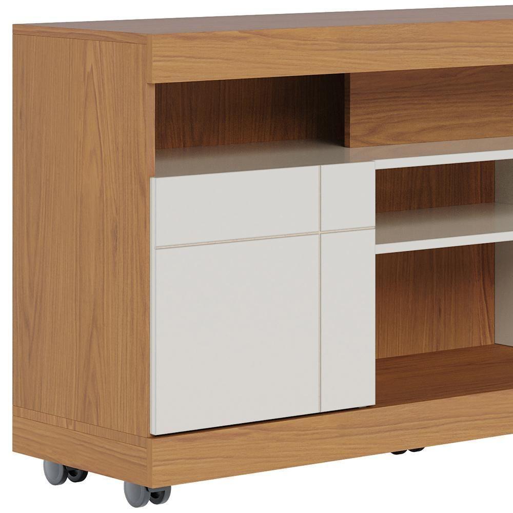 Rack Para Sala De Estar Tv 47 Pol Com Rodízios Raya C04 Freijó Off White - Lyam Decor - 6