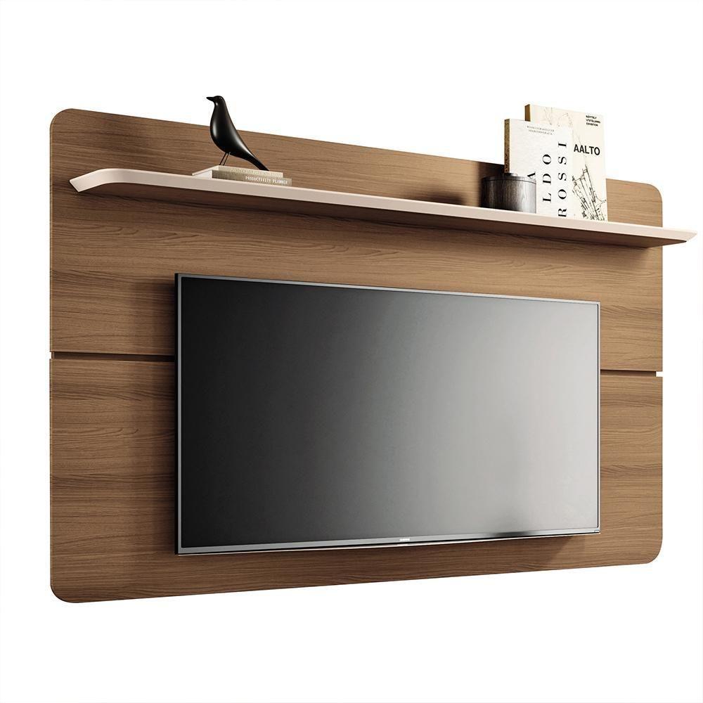 Conjunto Decorativo Bancada E Painel Kirby Tv Até 70 Polegadas Castanho/off White G26 - Gran Belo - 3