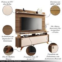 Conjunto Decorativo Bancada E Painel Kirby Tv Até 70 Polegadas Castanho/off White G26 - Gran Belo - 7