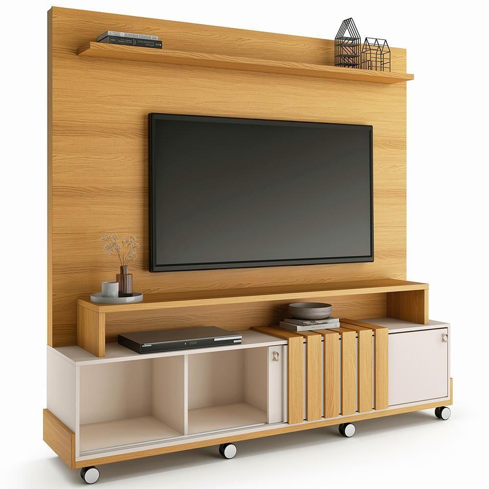 Estante Painel Para Tv 65 Pol Com Rodízios Cloud B01 Cinamomo Off White - Lyam Decor - 2
