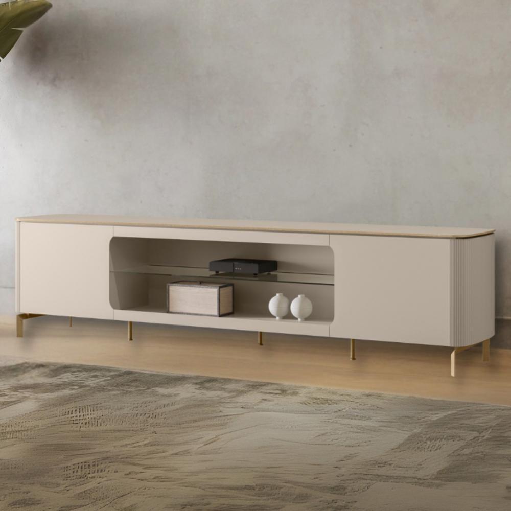 Rack Para Sala De Estar Tv 85 Pol Pés Metálicos Elysia L05 Off White Fosco - Lyam Decor - 2