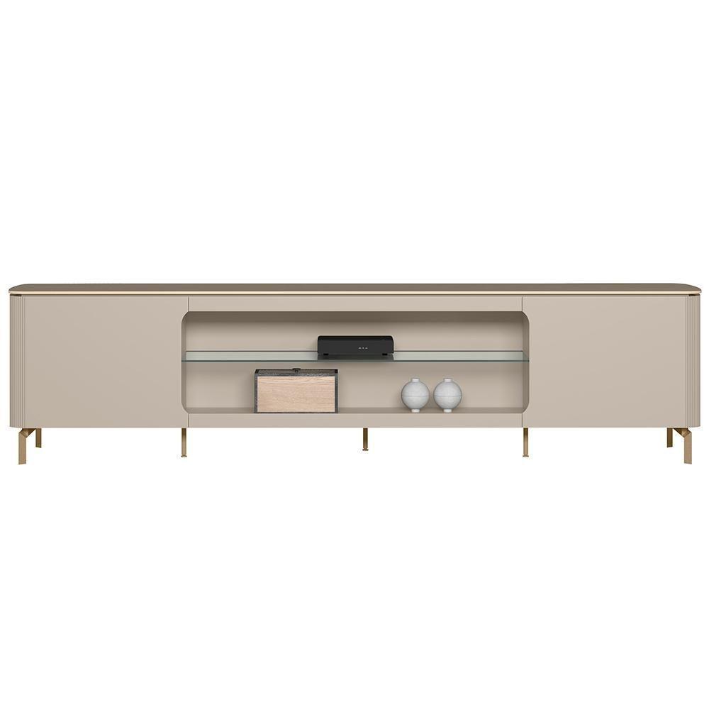 Rack Para Sala De Estar Tv 85 Pol Pés Metálicos Elysia L05 Off White Fosco - Lyam Decor - 3