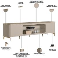 Rack Para Sala De Estar Tv 85 Pol Pés Metálicos Elysia L05 Off White Fosco - Lyam Decor