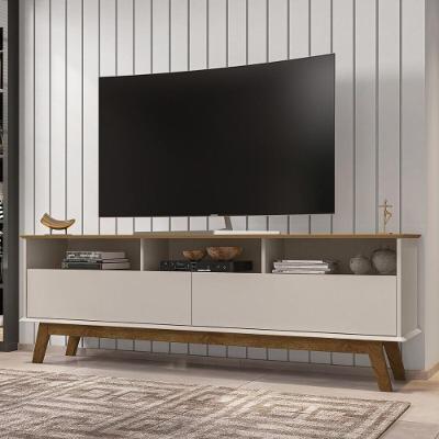 Rack Para Tv Até 65 Polegadas Com Nichos E 2 Portas Retrô Multimóveis Cr45291 Cinamomo Off White
