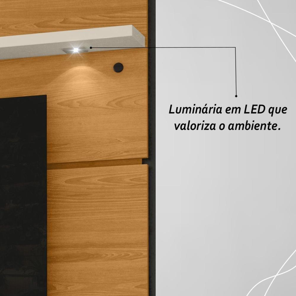 Painel Bancada Suspensa Com Led Tvs Até 60 Polegadas Lana 1.8 - Cinamomo-off White - 4