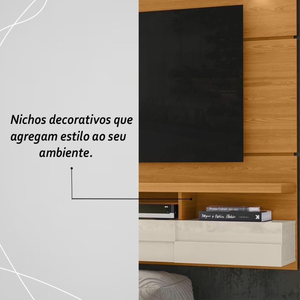 Painel Bancada Suspensa Com Led Tvs Até 60 Polegadas Lana 1.8 - Cinamomo-off White - 6