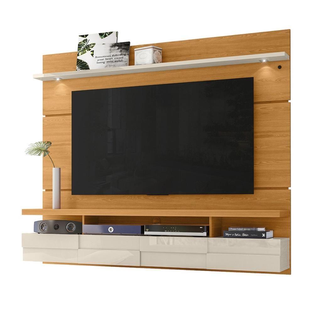 Painel Bancada Suspensa Com Led Tvs Até 60 Polegadas Lana 1.8 - Cinamomo-off White - 7