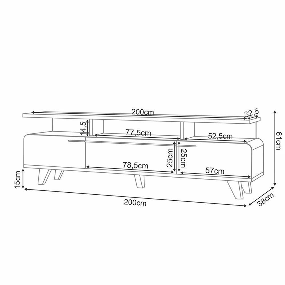 Rack Para Sala émile Com Painel Para Tv Ripado 70 Pol Conect B01 Off White Castanho - Lyam Decor - 6