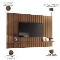 Rack Para Sala émile Com Painel Para Tv Ripado 70 Pol Conect B01 Off White Castanho - Lyam Decor - 3